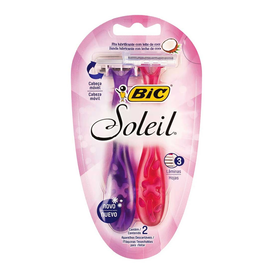 Aparelho de Depilação Bic Soleil Rosa e Roxo Com 2 Unidades
