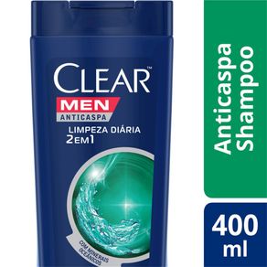Shampoo Anticaspa Clear Men 2 em1 Limpeza Diária 400ml