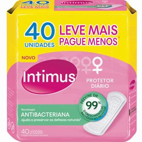 Protetor Diário Intimus Antibacteriana sem Perfume Com 40 Unidades