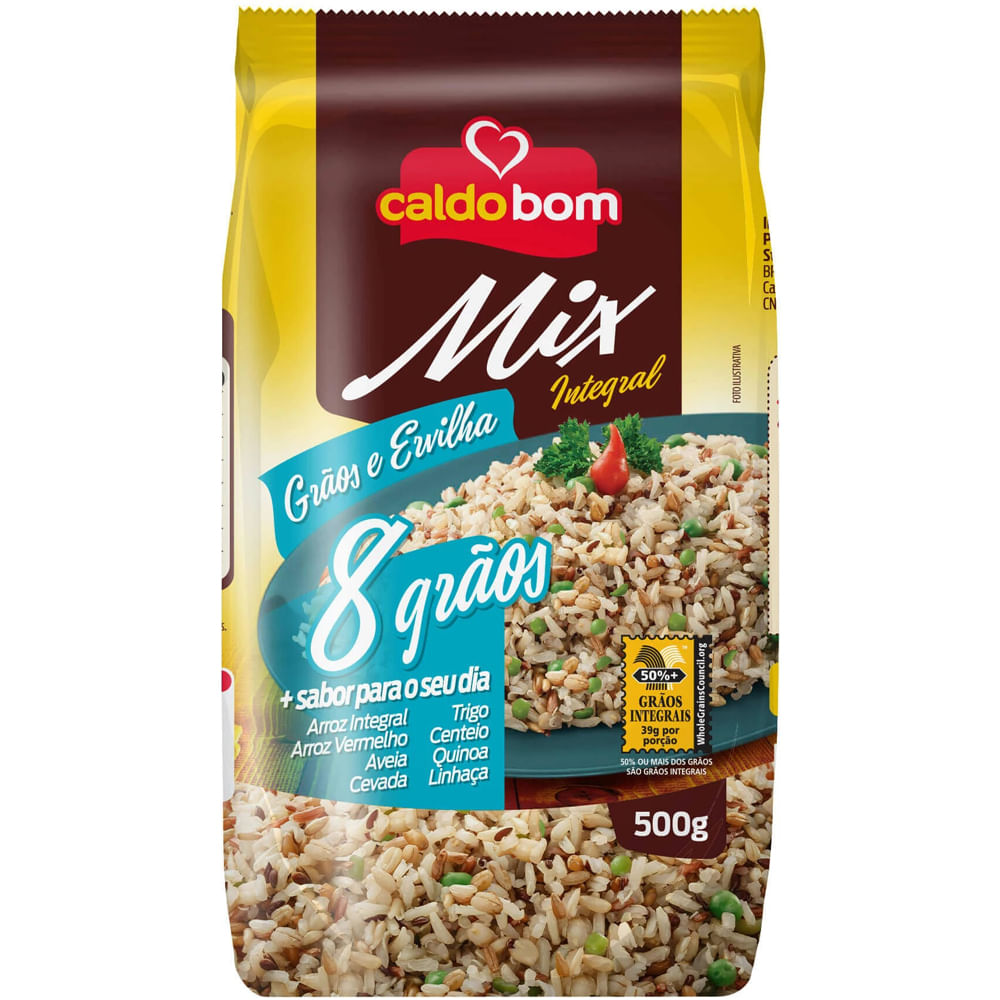 Arroz Integral Caldo Bom Mix Completo 8 Grãos e Ervilha 500g
