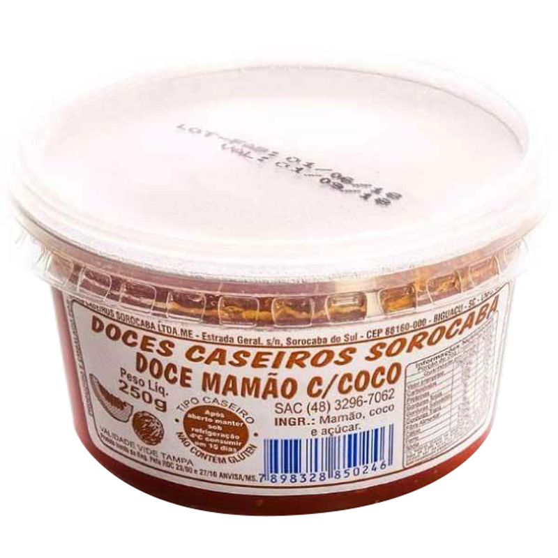 Doce de Mamão Sorocaba Caseiro com Coco 400g - fortatacadistamobile
