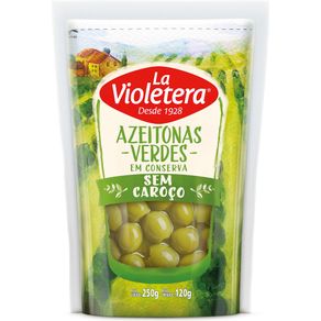 Azeitona-Verde-La-Violetera-sem-Caroco-Doy-Pack-120g Azeitona-Verde-La-Violetera-sem-Caroco-Doy-Pack-120g