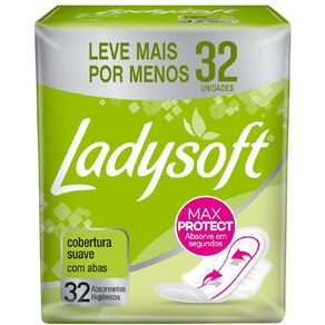Absorvente-Externo-Ladysoft-Normal-Cobertura-Suave-com-Abas-Com-32-Unidades Absorvente-Externo-Ladysoft-Normal-Cobertura-Suave-com-Abas-Com-32-Unidades