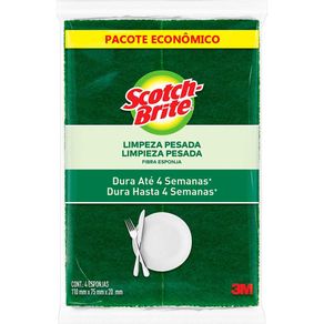 Esponja-Scotch-Brite-Limpeza-Pesada-Com-4-Unidades Esponja-Scotch-Brite-Limpeza-Pesada-Com-4-Unidades