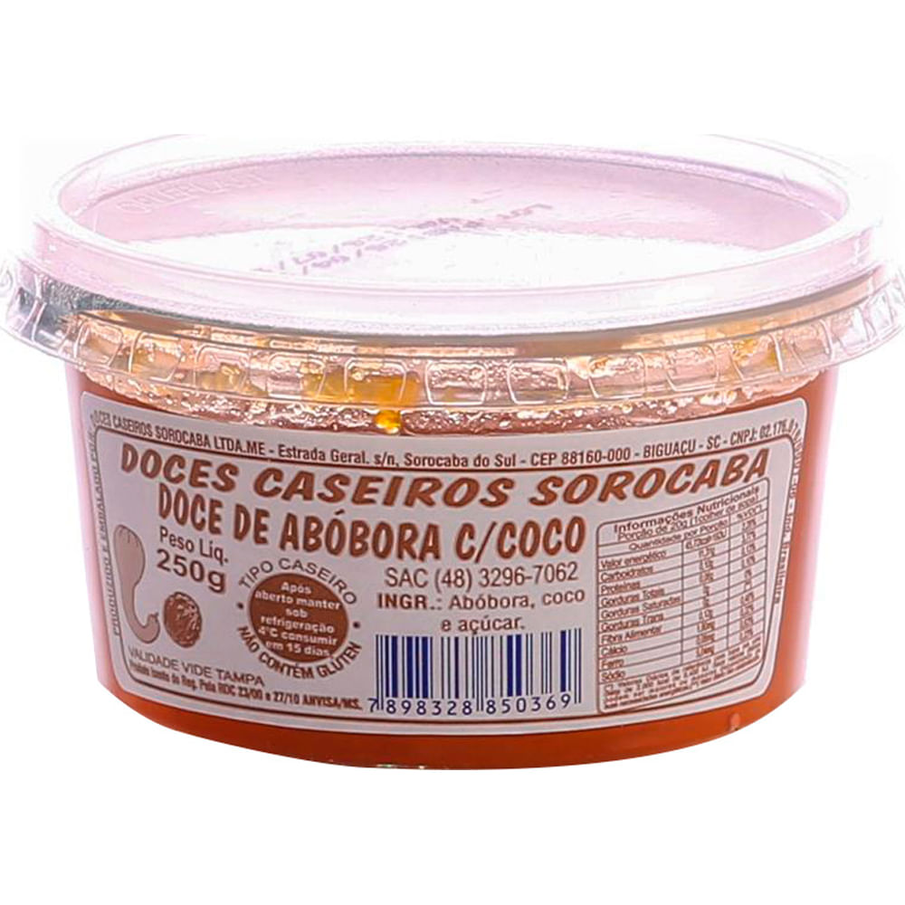 Doce de Abóbora Sorocaba Caseiro com Coco 250g - fortatacadistamobile