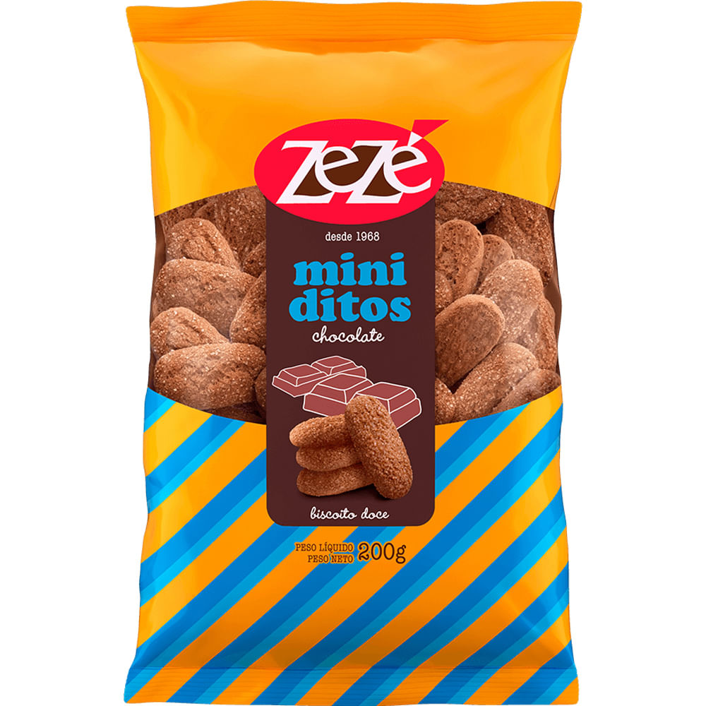 Biscoito Doce Zezé Mini Ditos Chocolate 200g