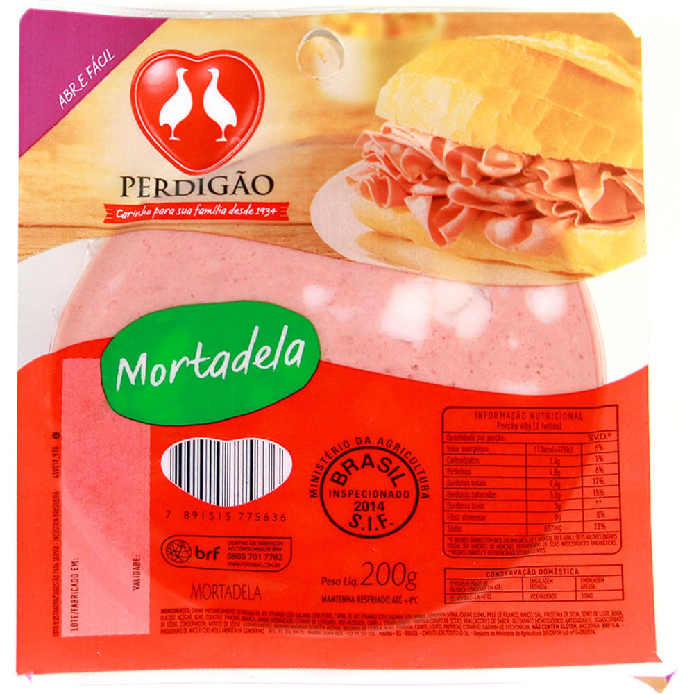 Mortadela Tipo Bologna Perdigão Fatiada 200g fortatacadista