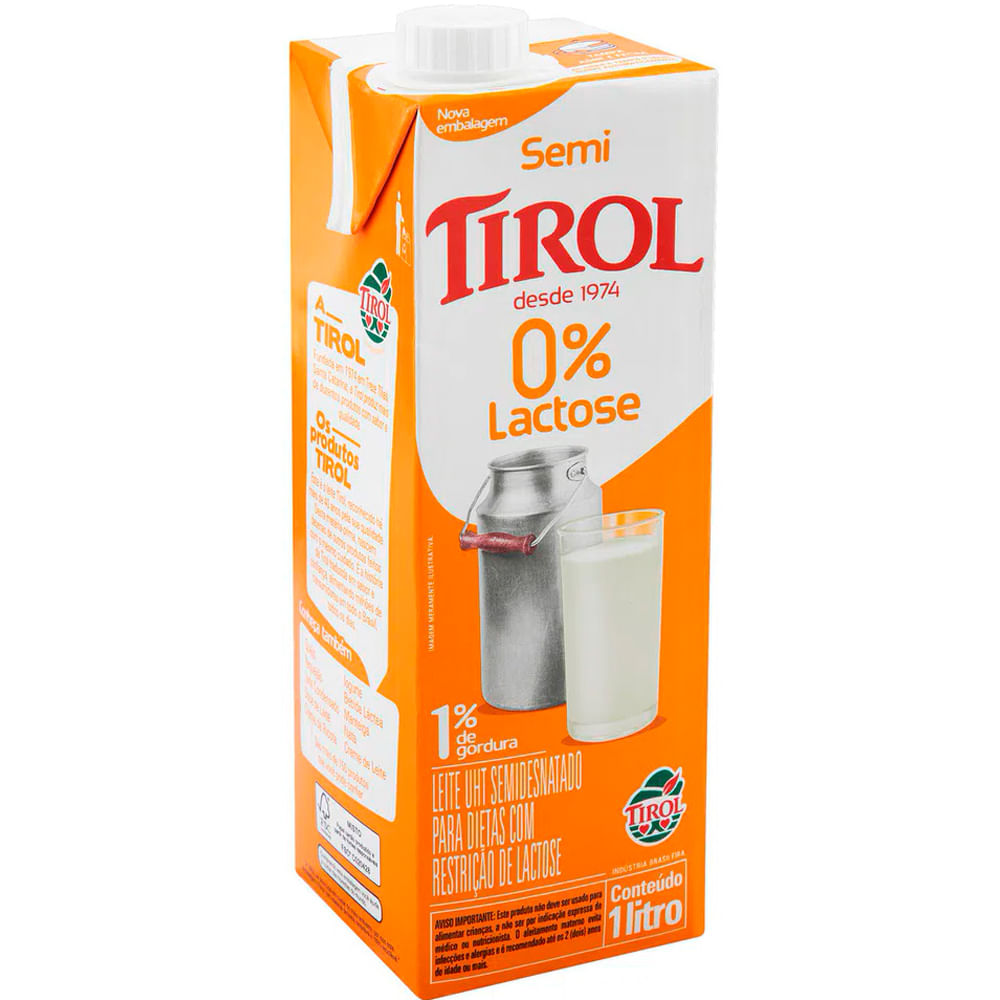 Leite Tirol Zero Lactose Semidesnatado 1 Litro