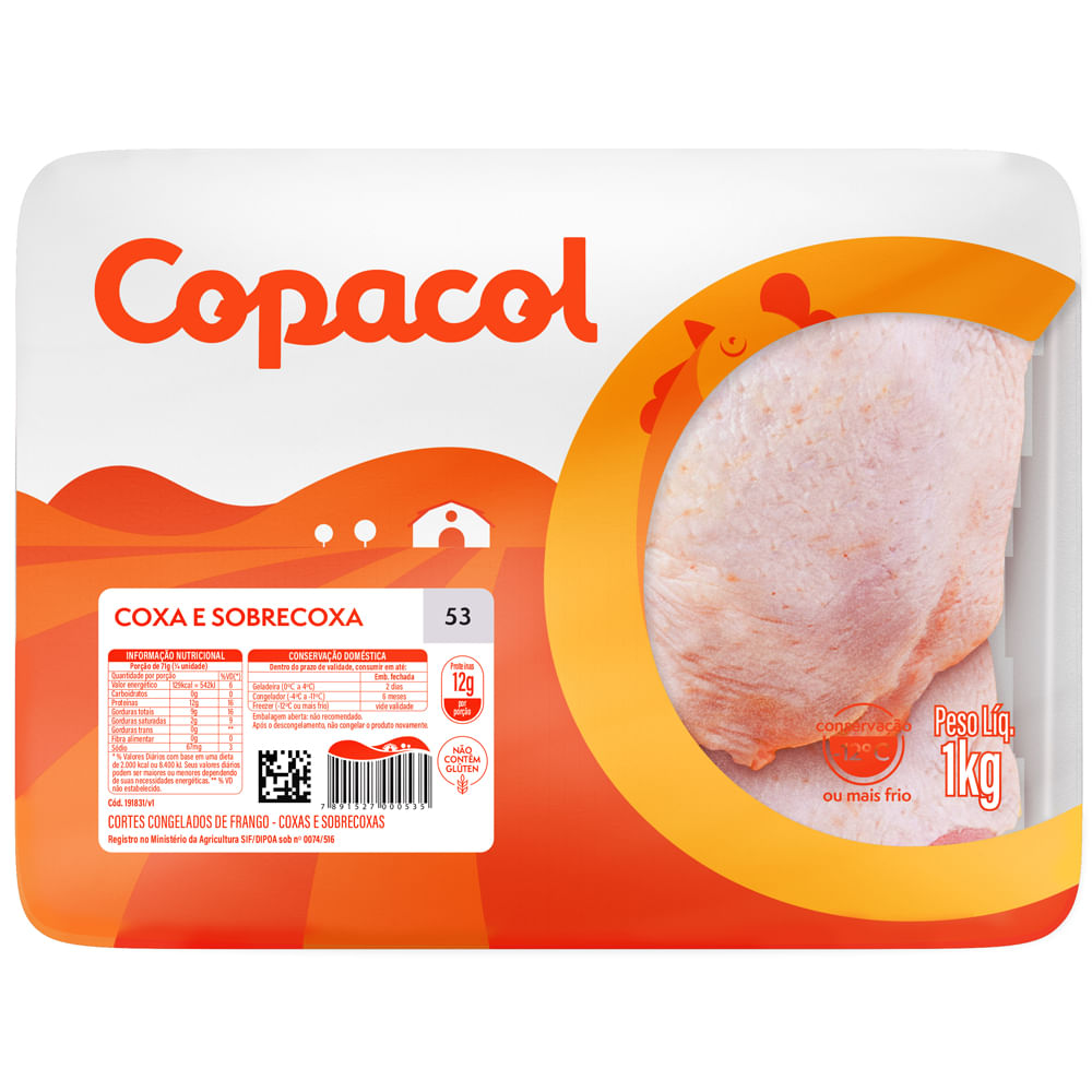 Coxa e Sobrecoxa de Frango Copacol sem Osso Bandeja 1kg