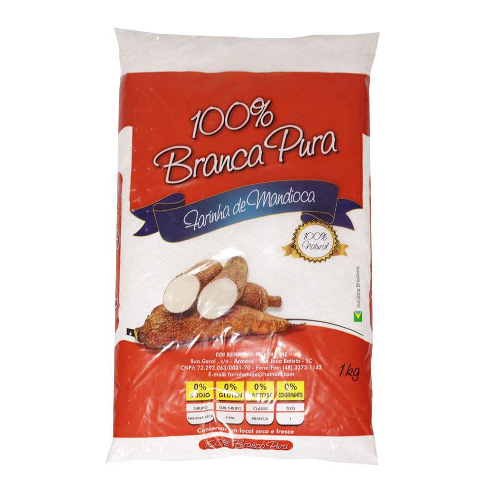 Farinha de Mandioca 100% Branca Fina 1kg