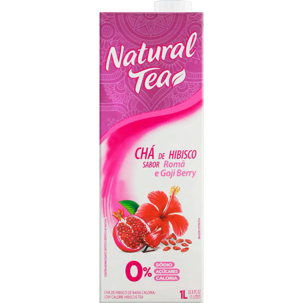 Chá Hibisco, Romã e Goji Berry Zero Açúcar Natural Tea Caixa 1l