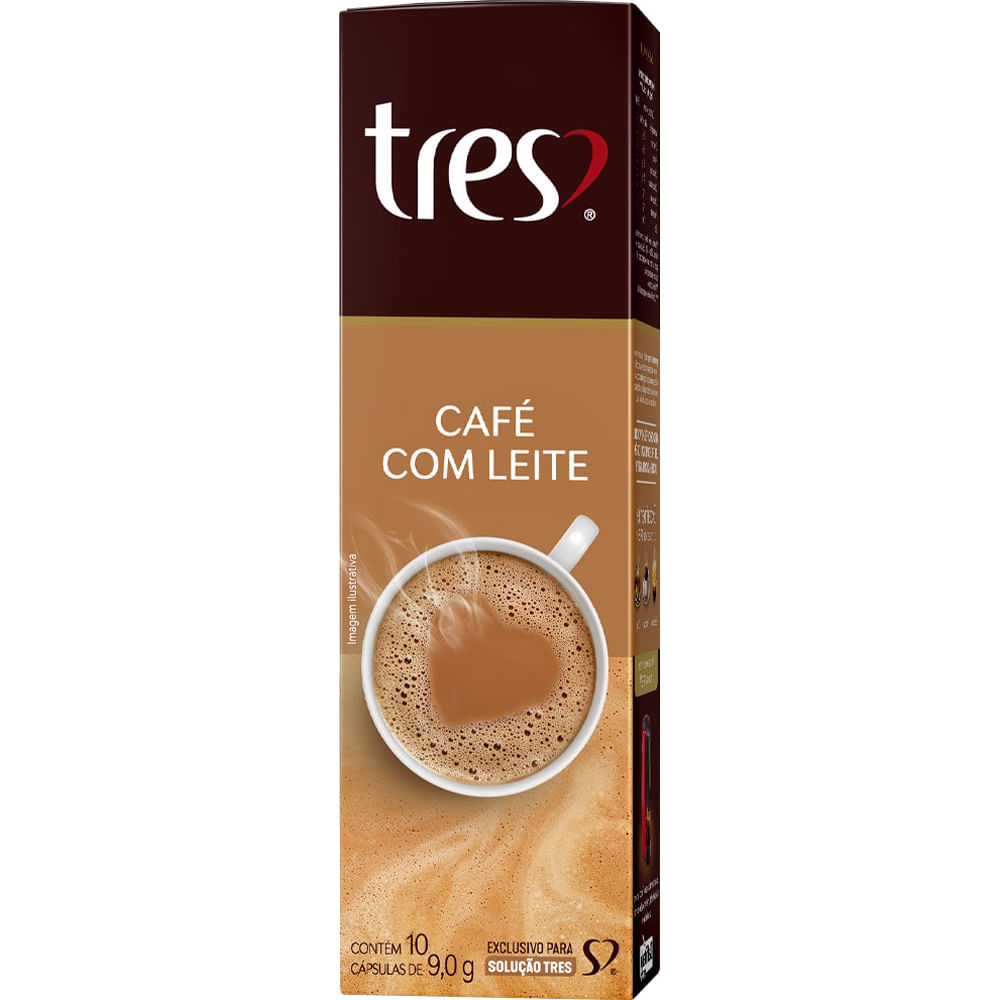 Cápsula de Café 3 Corações com Leite 9g Com 10 Cápsulas