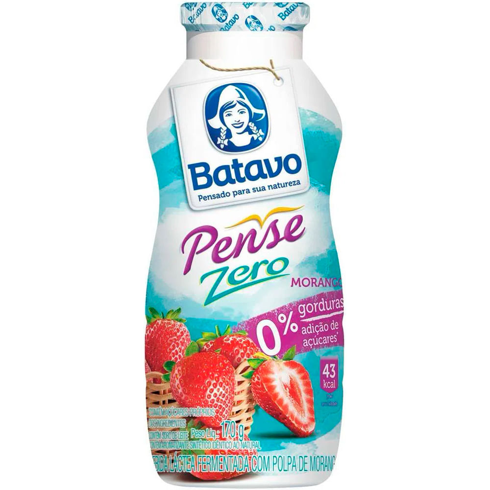 Bebida Láctea Batavo Pense Zero Açúcar Morango 170g