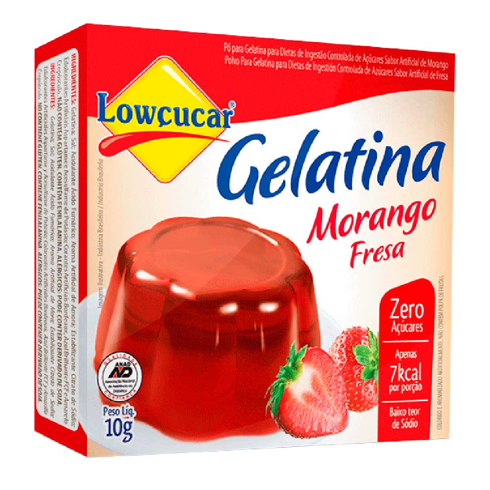 Gelatina Lowçucar Zero Açúcar Morango 10g