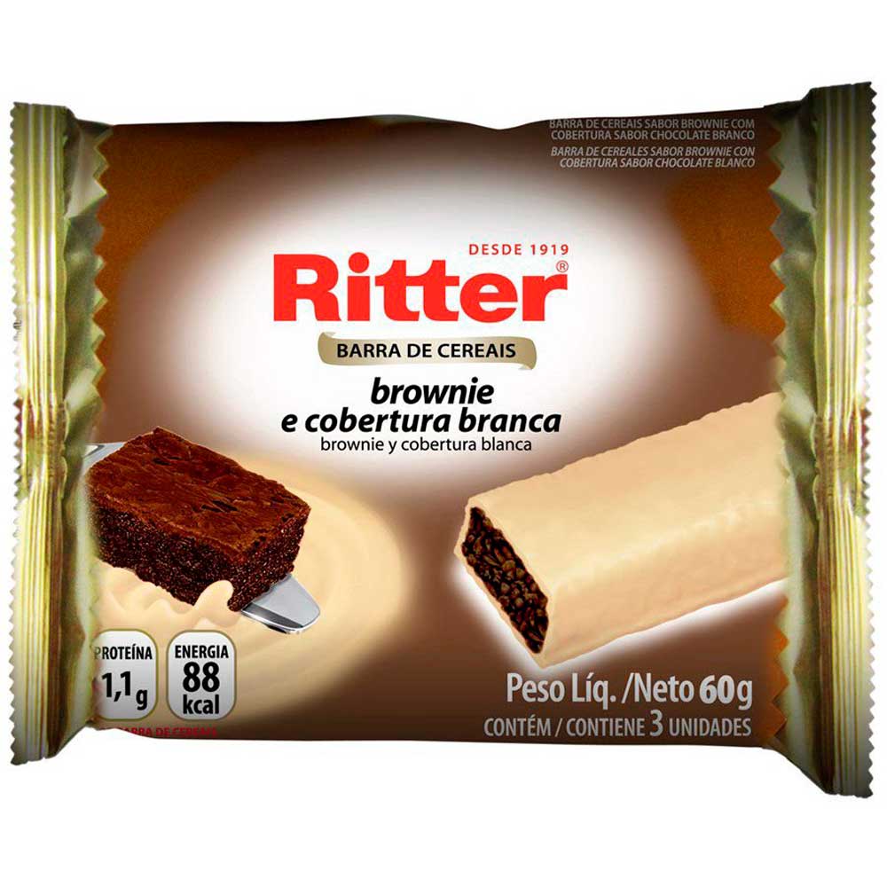 Barra de Cereal Ritter Brownie e Cobertura Branca 20g Com 3 Unidades