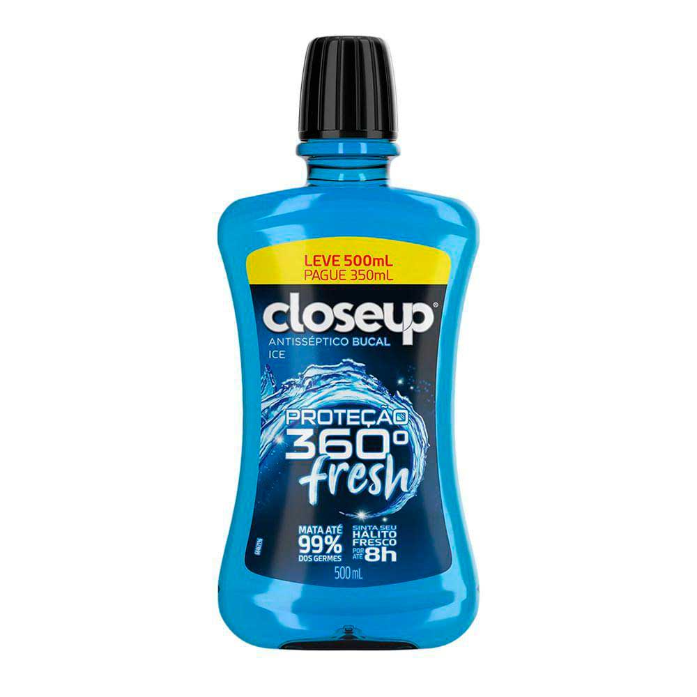 Enxaguante Bucal Closeup Proteção 360° Fresh Ice Leve 500ml Pague 350ml