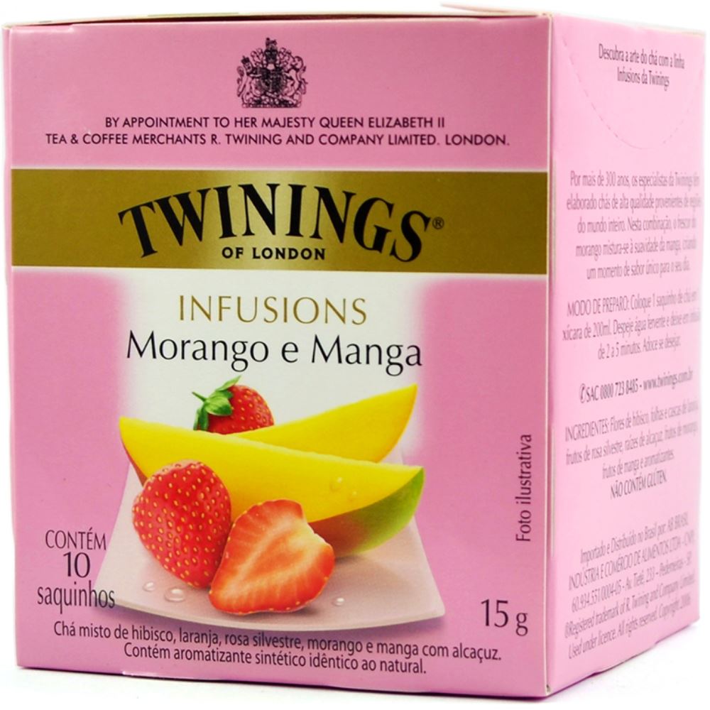 Chá Twinings Misto Morango e Manga 15g Com 10 Sachês