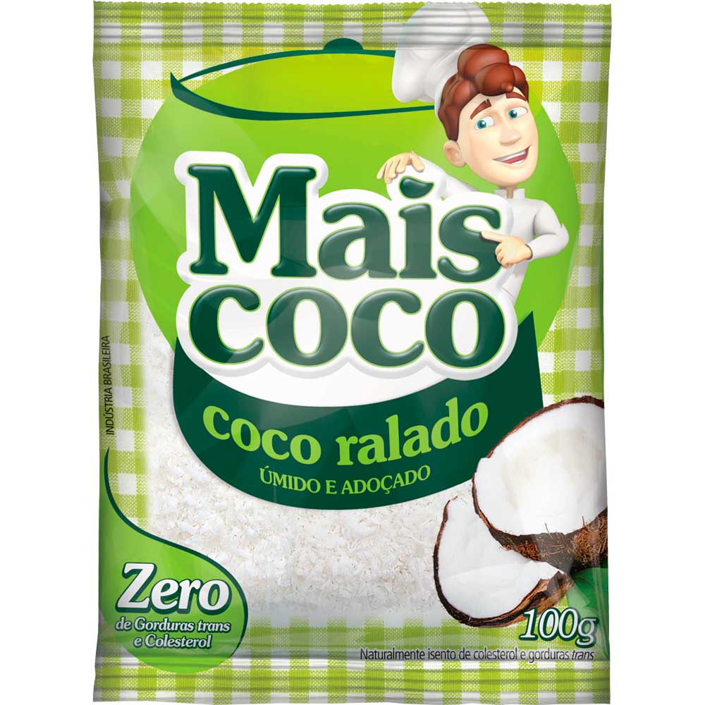 Coco Ralado Mais Coco Úmido e Adoçado 100g
