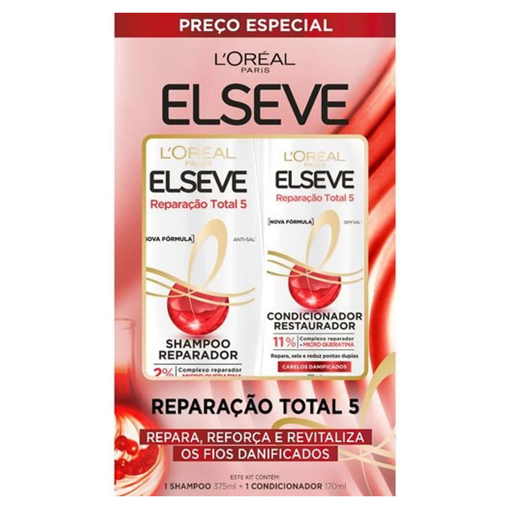 Kit Elseve Reparação Total 5 Shampoo 375ml + Condicionador 170ml
