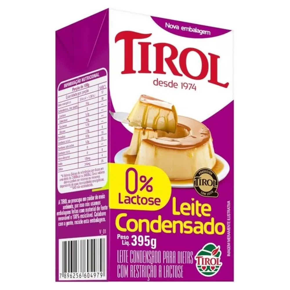 Leite Condensado Tirol Zero Lactose Tetra Pack 395g