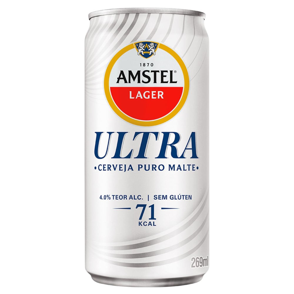 Cerveja Amstel Ultra Puro Malte Sem Glúten Lata 269ml fortatacadista Cerveja Amstel Ultra Puro Malte Sem Glúten Lata 269ml fortatacadista