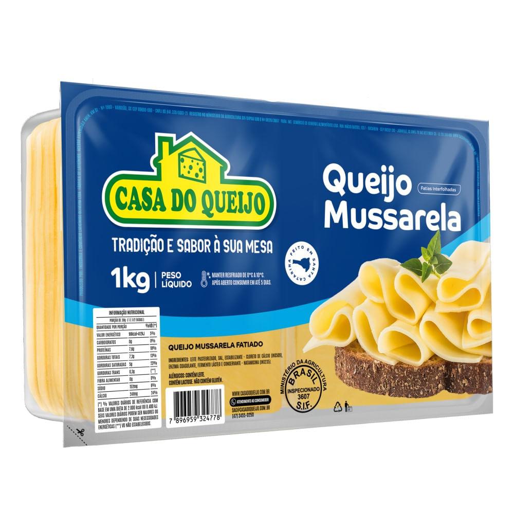 Queijo Mussarela Casa do Queijo Fatiado 1kg