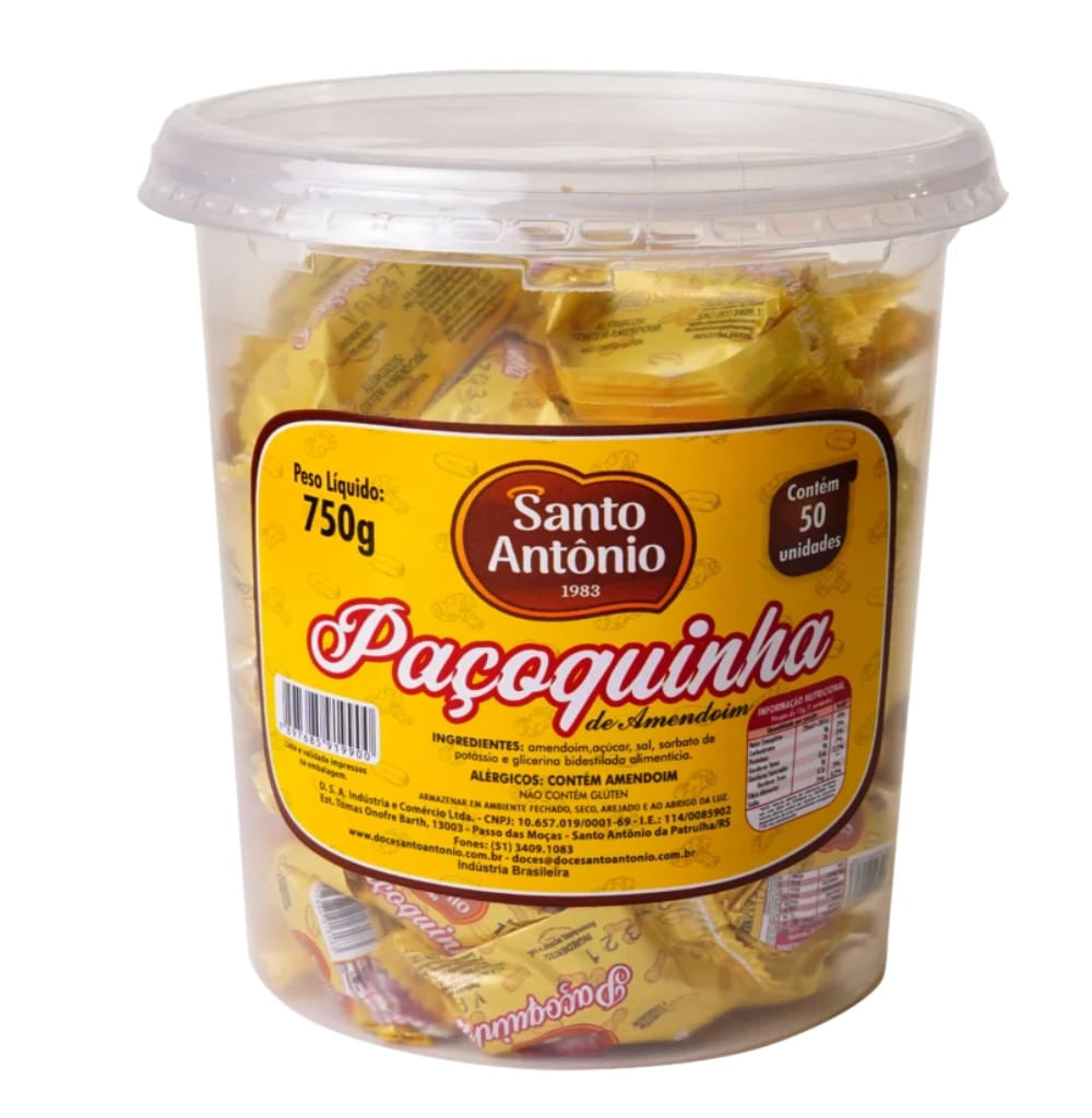 Paçoca Santo Antônio Paçoquinha Rolha Pote 750g