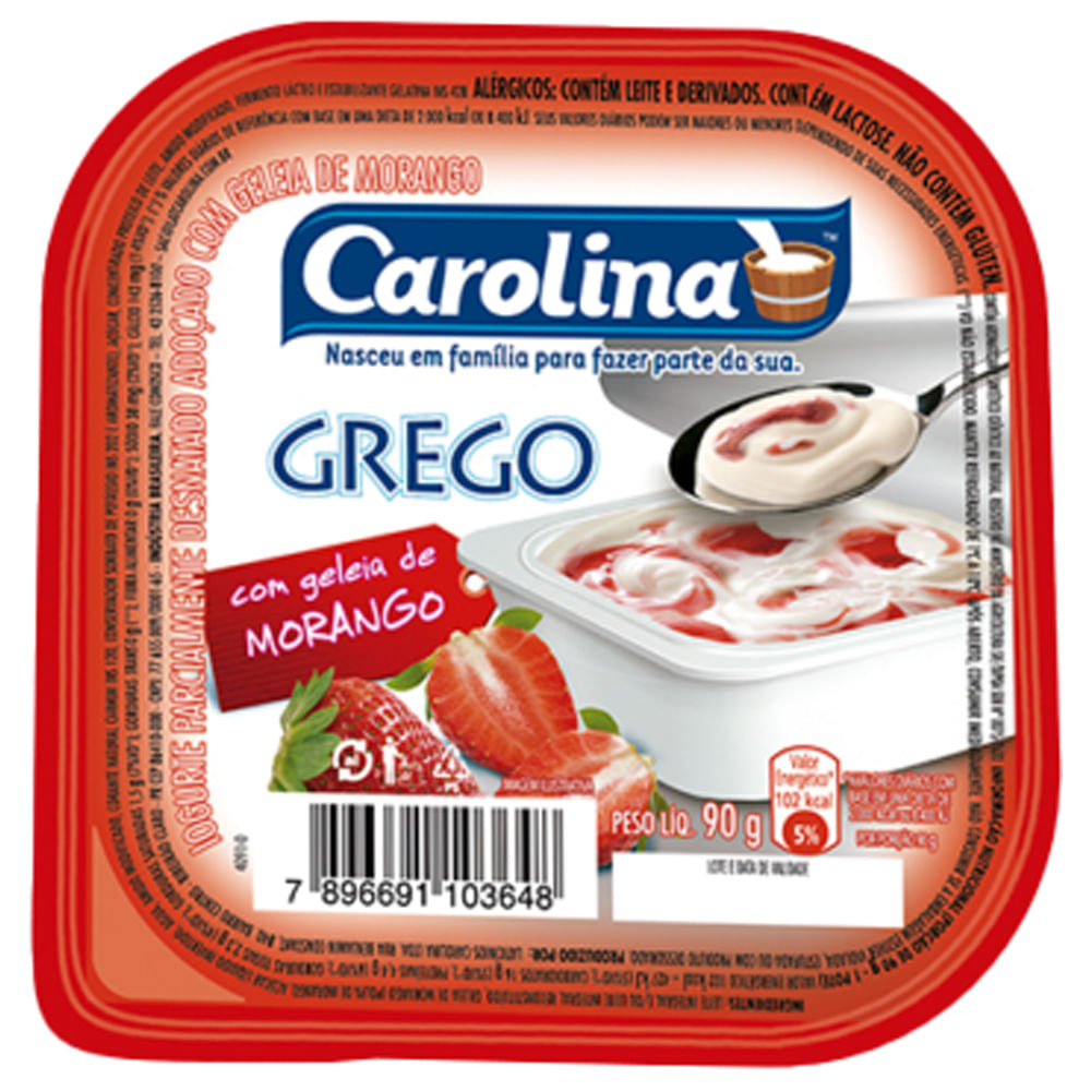 Iogurte Grego Carolina Geleia de Morango 90g