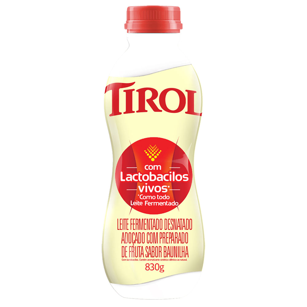 Leite Fermentado Tirol Desnatado Baunilha 830g