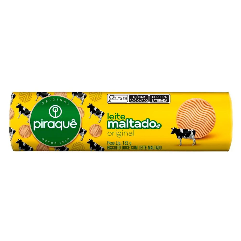 Biscoito Leite Maltado Original Piraquê Pacote 132g