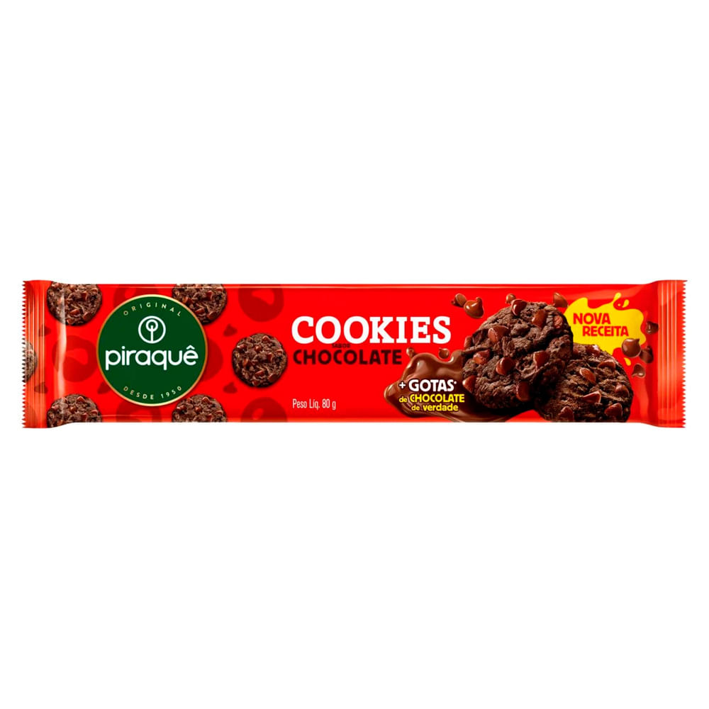 Cookies Piraquê Chocolate com Gotas de Chocolate 80g
