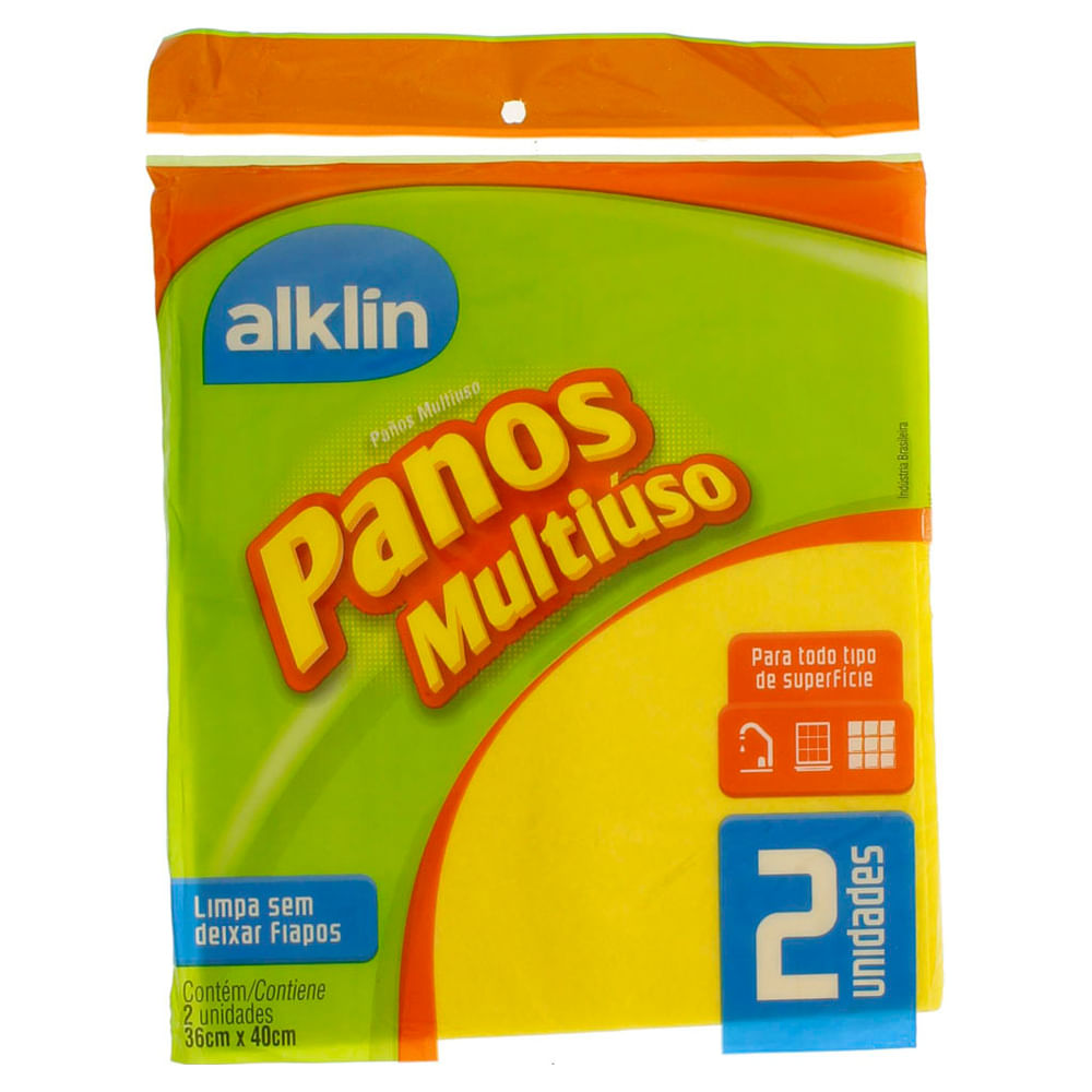 Pano Multiuso Alklin Amarelo 36X40cm Com 2 Unidades
