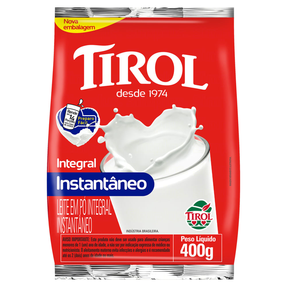Leite em Pó Tirol Instantâneo Integral 400g
