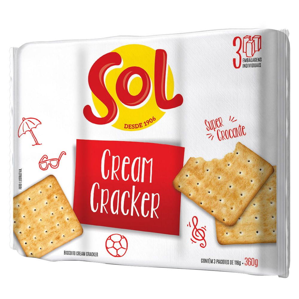 Biscoito Cream Cracker Sol 350g