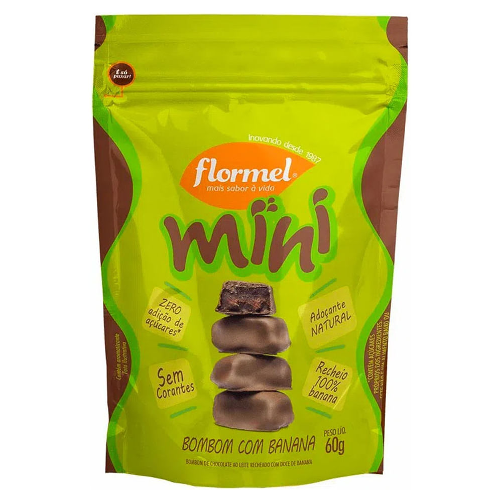 Mini Bombons Flormel Banana Zero Açúcar 60g