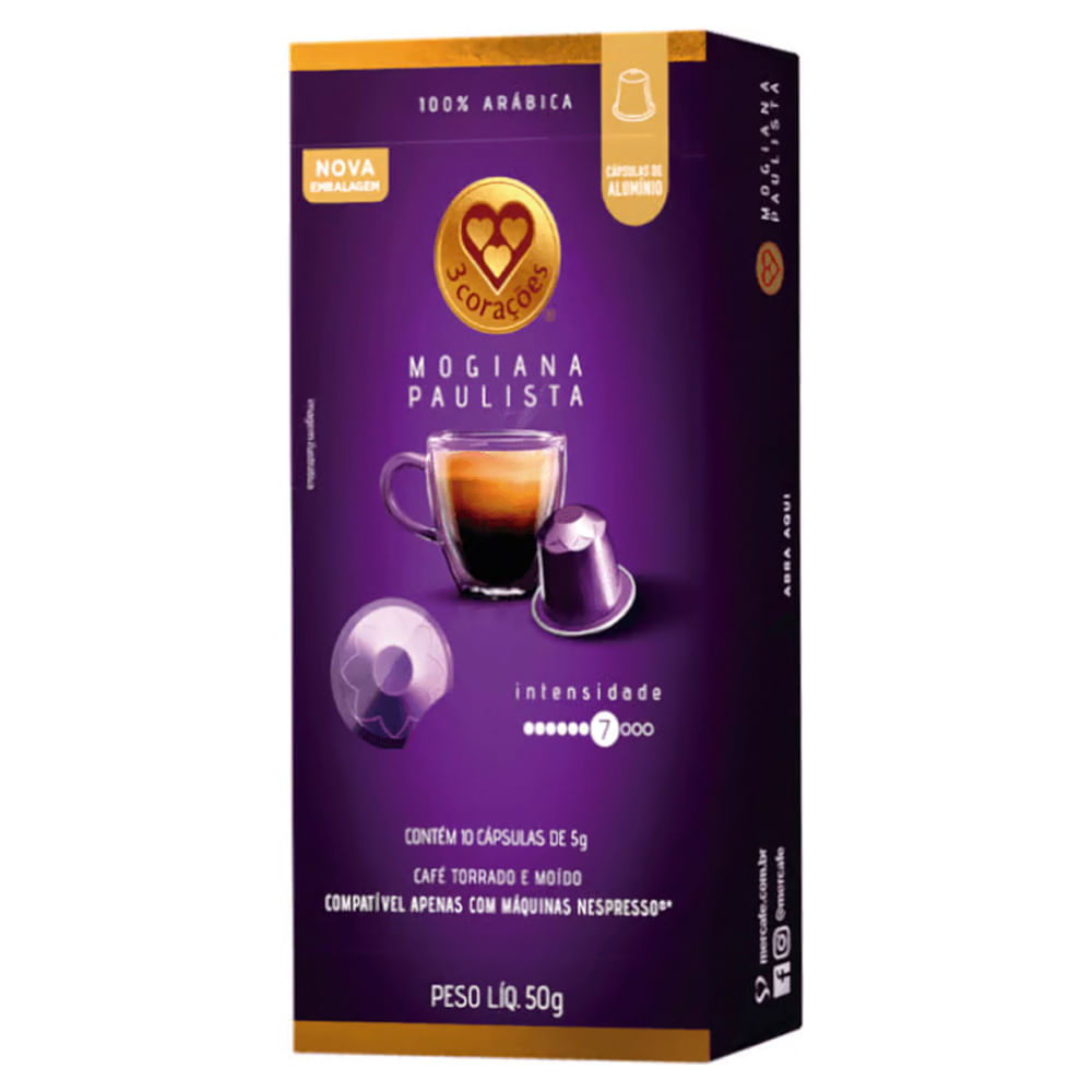 Café em Cápsula 3 Corações Nespresso Mogiana Paulista | Com 10 Cápsulas