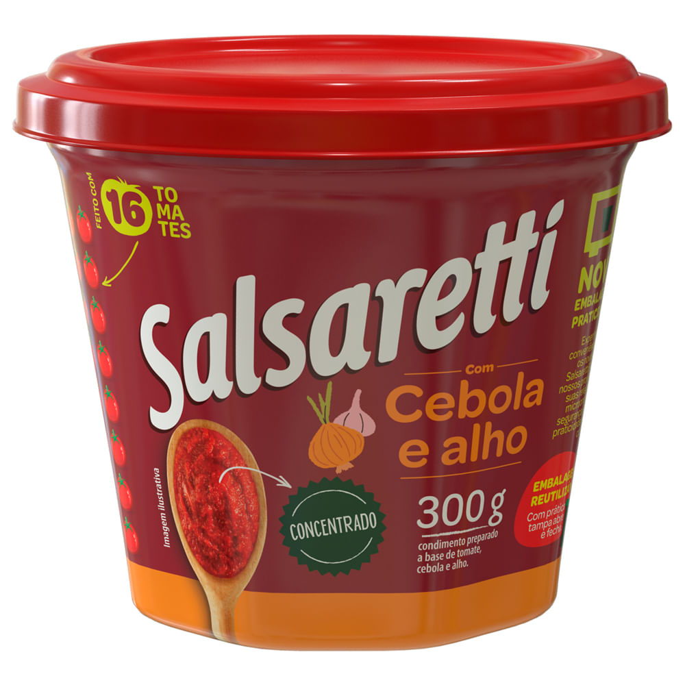 Extrato de Tomate Salsaretti Concentrado Cebola e Alho 300g