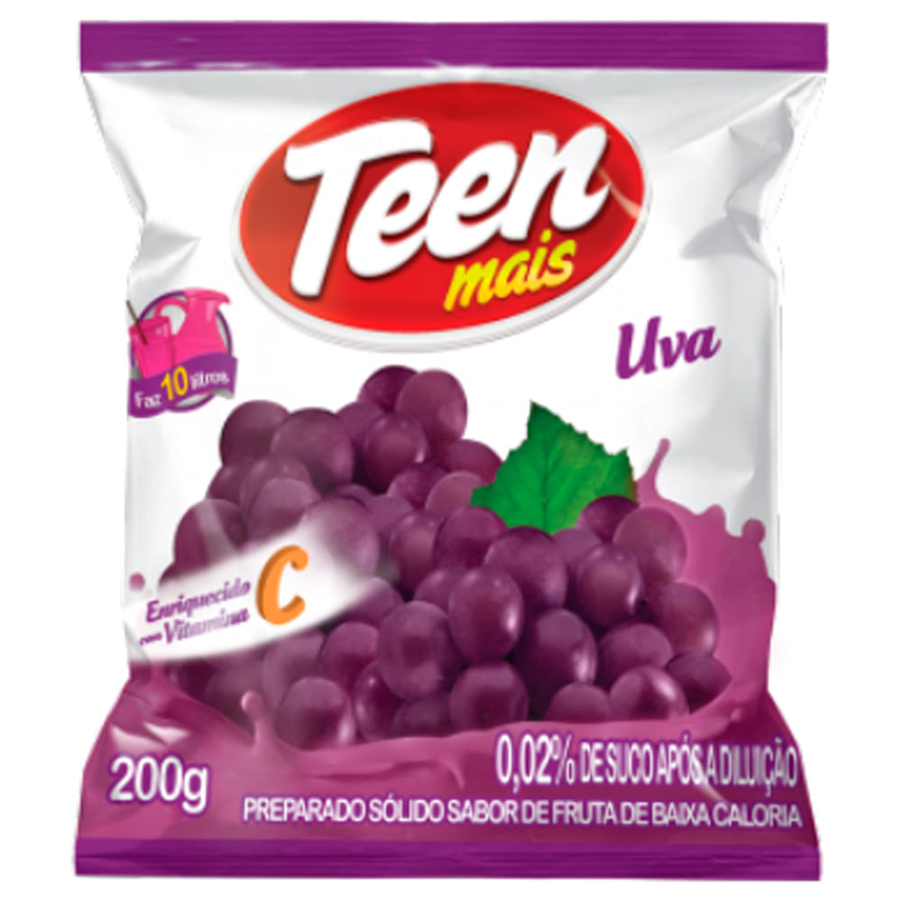 Refresco em Pó Teens Mais Uva 200g