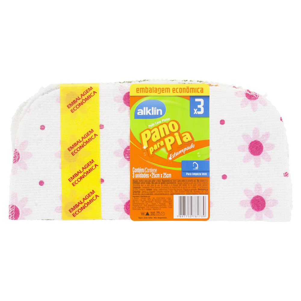 Pano para Pia Alklin Estampado 25X25cm | Com 2 Unidades