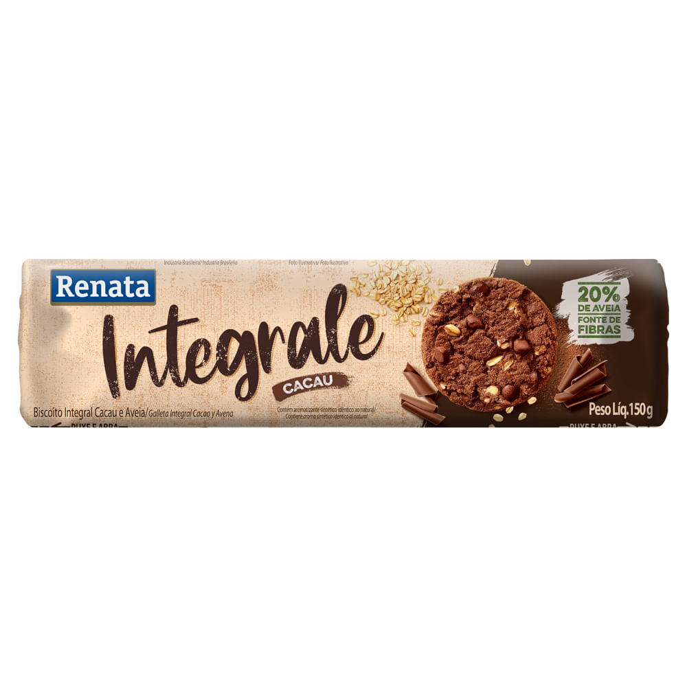 Biscoito Integral Renata Integrale Cacau e Aveia 150g