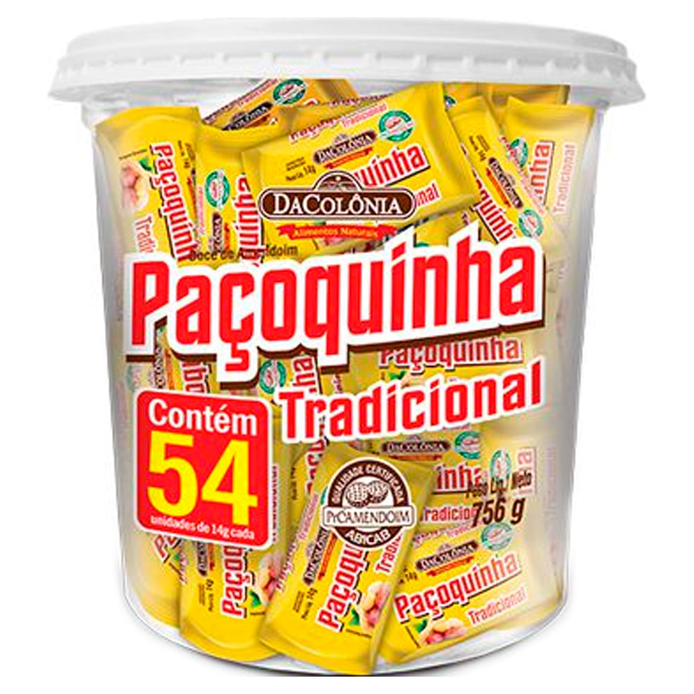 Paçoca DaColônia Tradicional Rolha Embrulhada Pote 756g