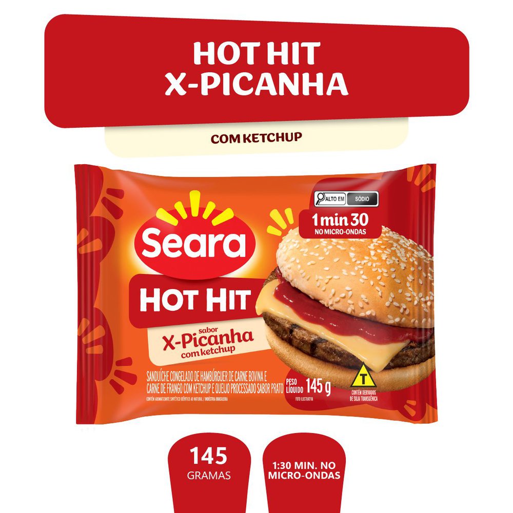 Sanduíche Congelado Seara Hot Hit Picanha 145g