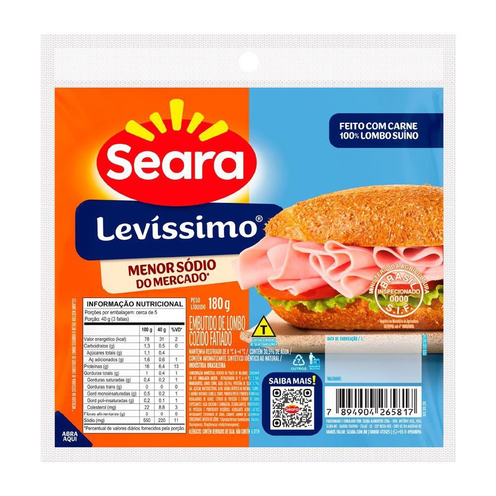 Levíssimo Seara Fatiado 180g