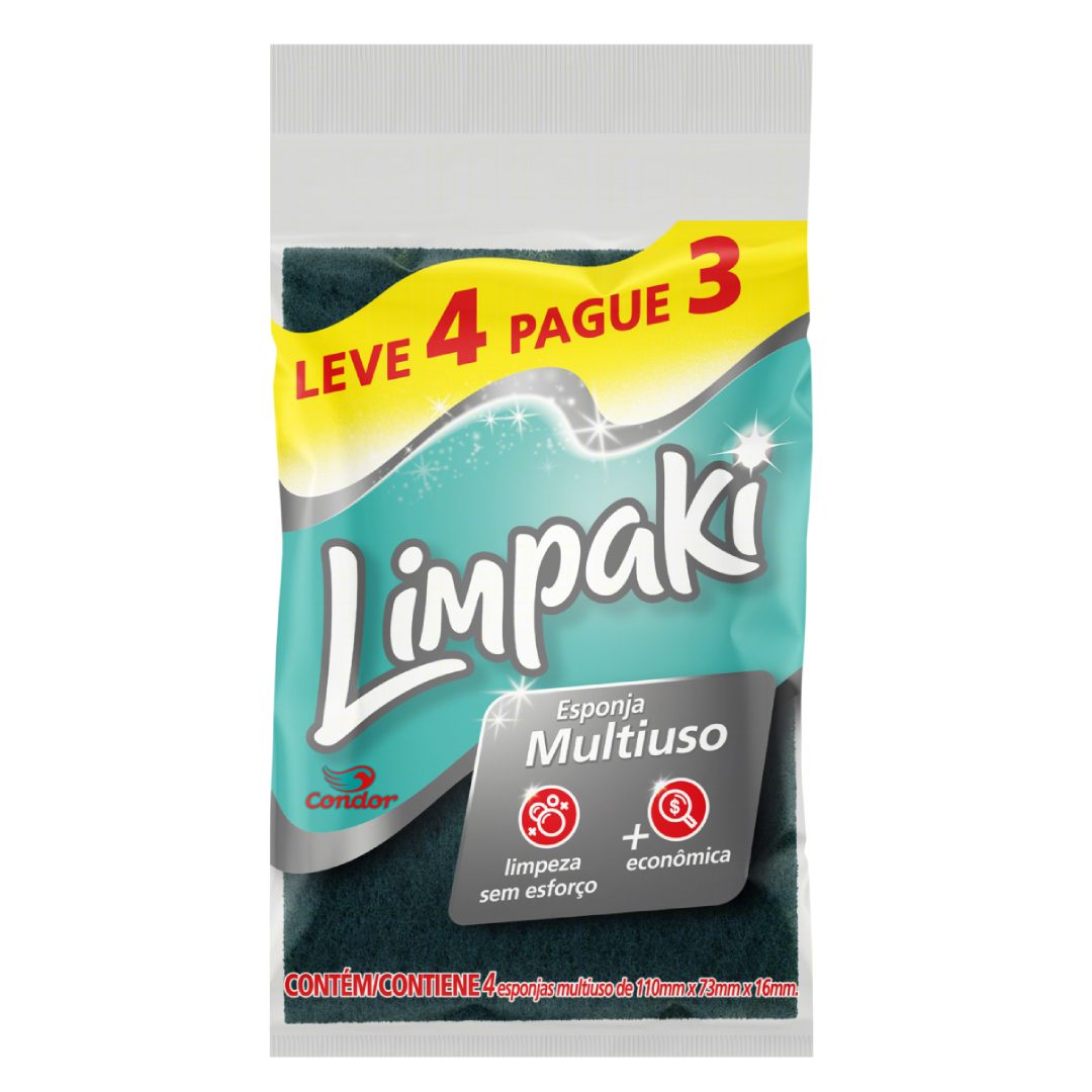 Esponja Multiuso Limpaki Leve 4 Pague 3 Unidades