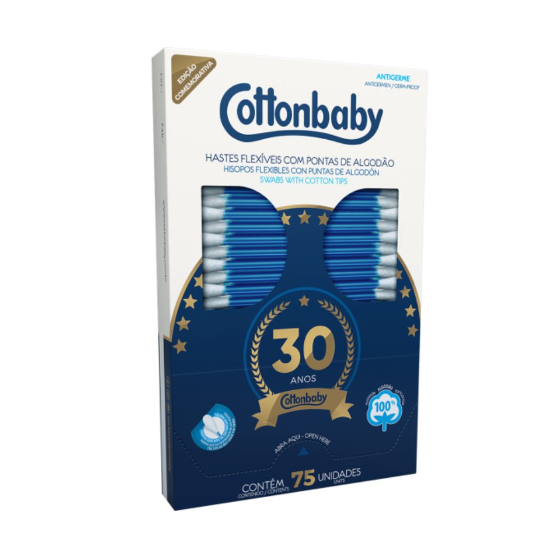 Hastes Cottonbaby Flexíveis 75 unidades
