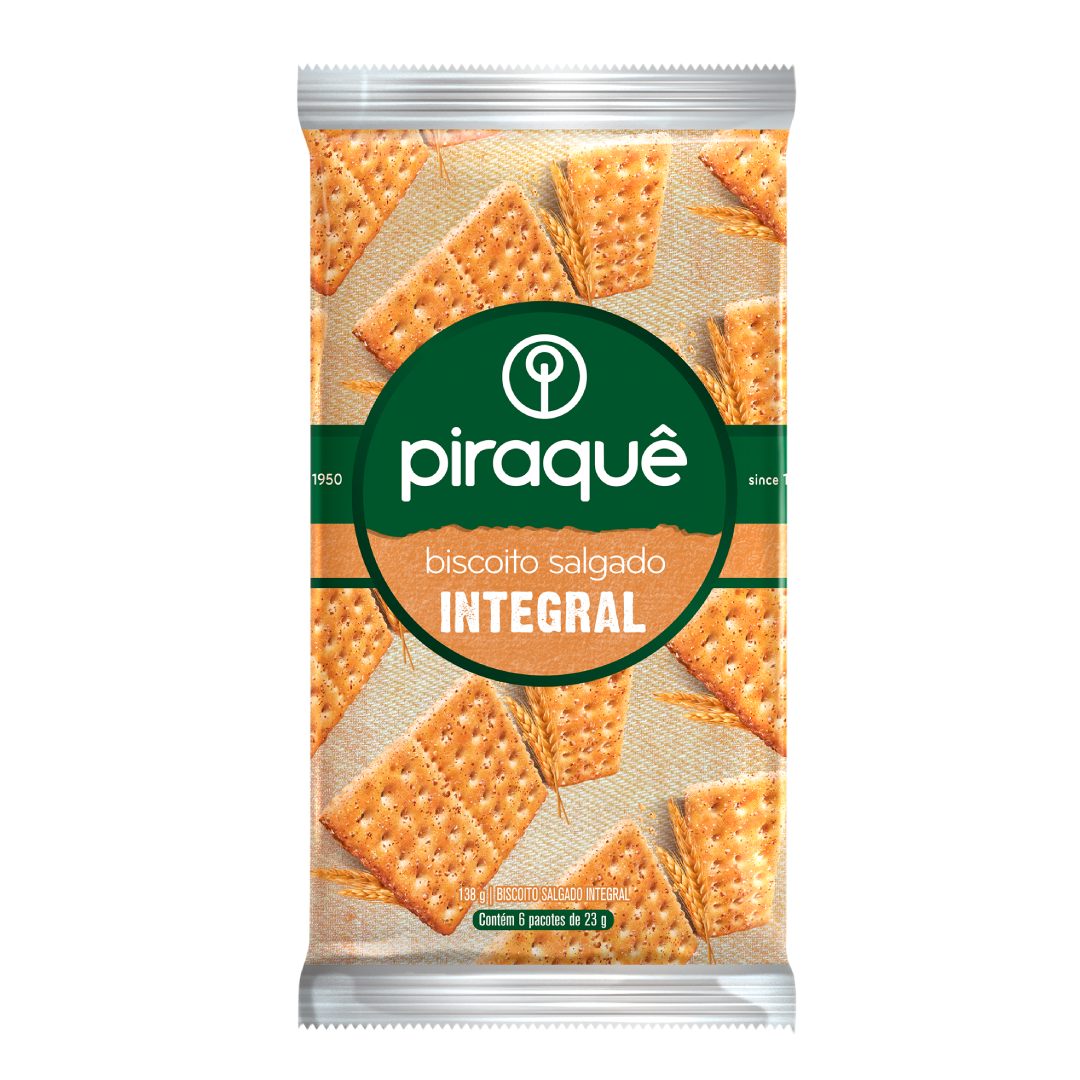 Biscoito Piraquê Integral 138g com 6 Pacotes