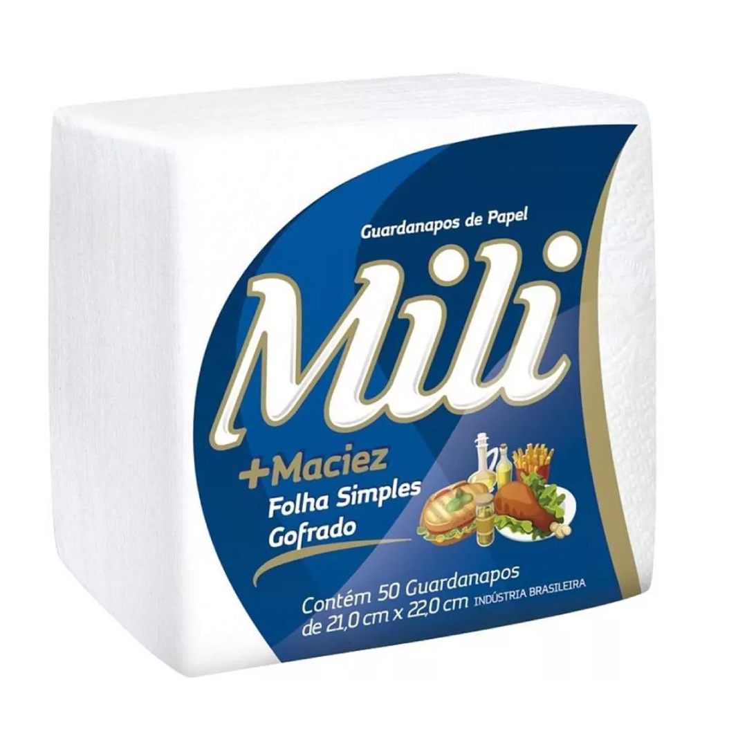 Guardanapo de Papel Folha Simples Mili com 50 unidades