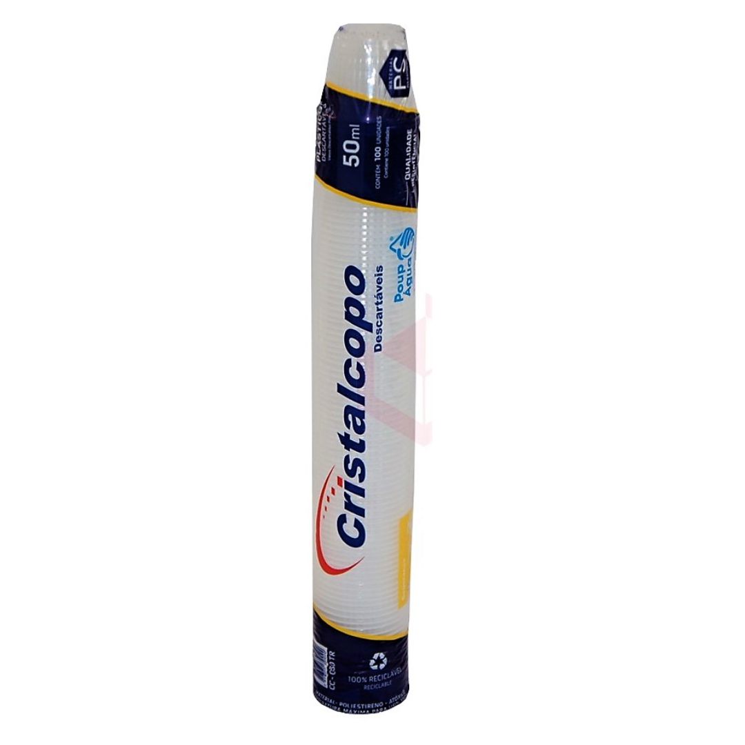 Copo Descartável Cristalcopo Branco 50ml | Com 100 Unidades
