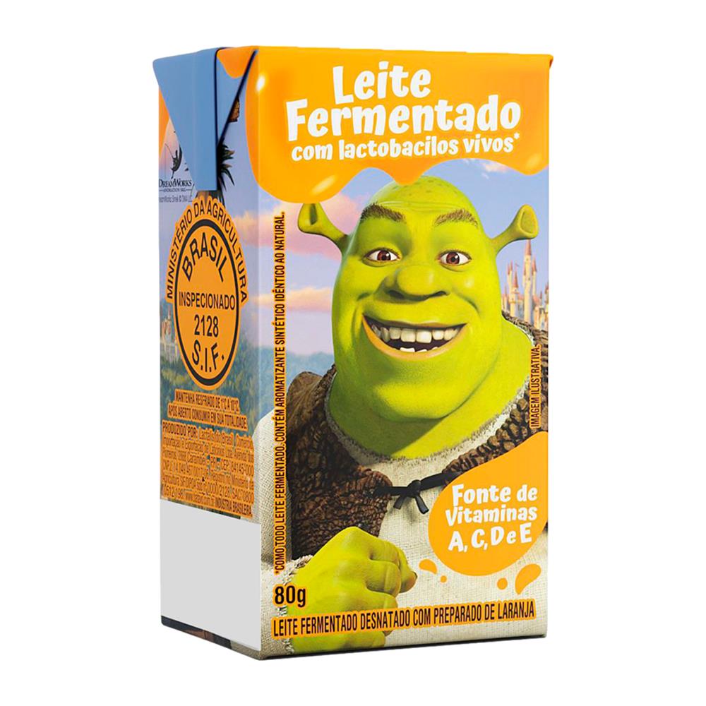 Leite Fermentado Desnatado Laranja Shrek Batavo Batavinho 80g