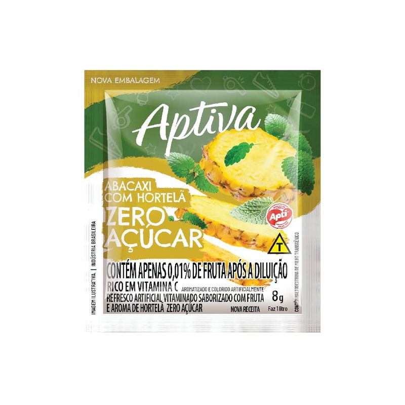 Refresco em Pó Apti Abacaxi com Hortelã Zero 8g - fortatacadistamobile